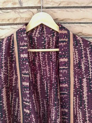 Buy Pure Silk Short Kimono Duster Jacket Cardigan Cape Loose Mauve Robe KMS1116 • 28.04£