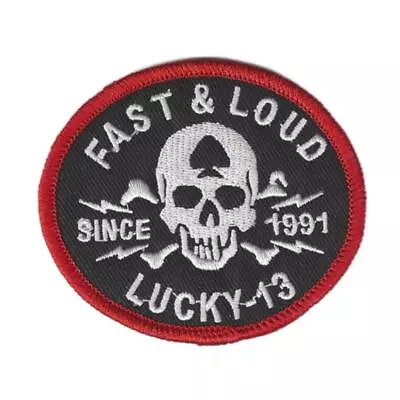 Buy LUCKY 13 IRON ON PATCH 3  Fast And Loud Thirteen Skull Hot Rod Biker Embroidered • 5.02£