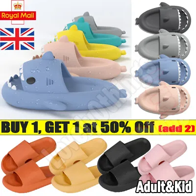 Buy Unisex Adult Kids Thick Sole Shark Anti Slip Slippers In/Outdoor-Sliders Sandals • 6.98£