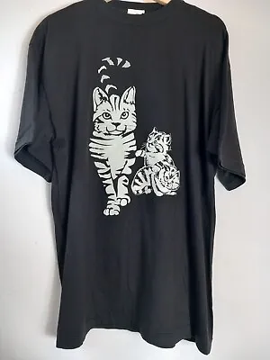 Buy Stars & Stripes Cat Single Stitch Glow In The Dark Black Tshirt Back Print SzXXL • 37£