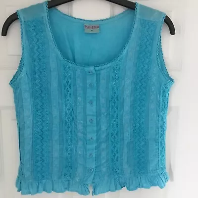 Buy Lovely Ladies Turquoise Lace Top Size 12  (m) Bust Measures Approx 40 Inches  Gc • 4£