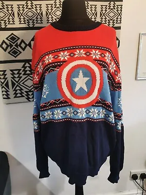 Buy Marvel Captain American Festive Christmas Knit Jumper Size XL • 15£