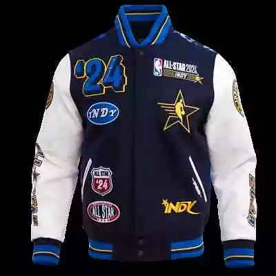 Buy Nba All Star Game 2024 Men's Wool Varsity Jacket (midnight Navy/royal Blue) • 117£