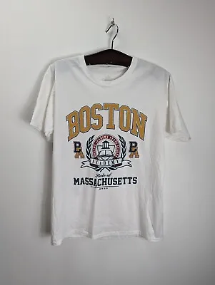 Buy Vintage Graphic T-Shirt Boston Massachusett White Mens Large • 13£