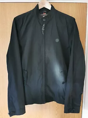 Buy Pretty Green Mens Black Harrington  Cotton Light Jacket Size M VGC Leather Logo • 36£