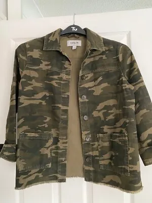 Buy Size 8 Camouflage Jacket Denim Unlined On Trend Frayed Hem Button Fastening • 4.99£