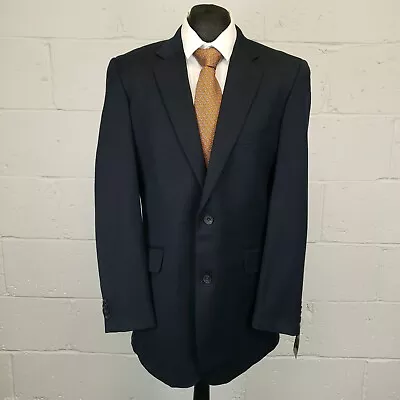 Buy T.M.Lewin Blazer Jacket 42 LONG Navy Blue Merino Wool 2 Button Plain RRP £200 • 49.99£