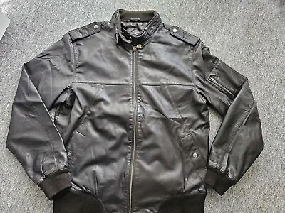Buy Fila Men's 100% Luxury Soft Leather Brown Jacket Bomber Size XL • 120£