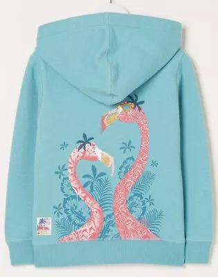 Buy FatFace Girls Aqua Blue Flamingo Zip Through Hoodie Age 12-13 Years *BNWT* • 26£