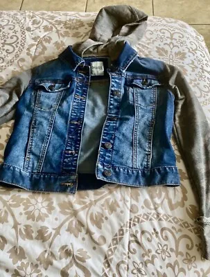 Buy Jean Jacket With A Hoody Used Size 12 Like  As Is • 11.84£