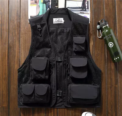 Buy Mesh Utility Vest Jacket Waistcoat Fishing Gilet Multi Pocket Fashion Womens Men • 22.19£