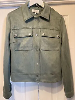 Buy NEXT Sage Green Fake Suede Jacket Silver Accent Size 6 BNWOT • 5.99£