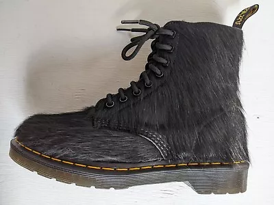 Buy #3 Doc Dr. Martens Horsey Black Long Hair Boots Pony Hair Leather Rare Size 5uk • 251.02£