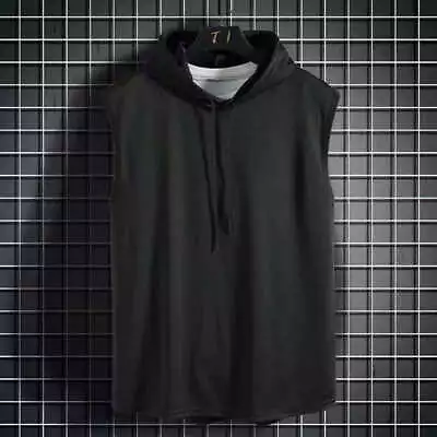 Buy UK Men Sleeveless Hoodie Tops Gym  Muscle T-Shirt Pullover Vest Hooded Tank • 5.72£