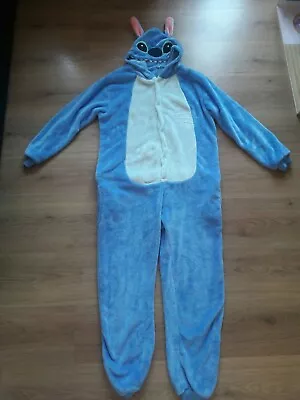 Buy Disney Stitch All In One Fleece Hooded Pyjama **m** Fits Uk 10-12 **unisex** • 7£
