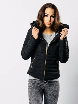 Buy New Ladies Padded Puffer Jacket Quilted Hooded Zip Up Bomber Pocket Puffa Coat • 20£