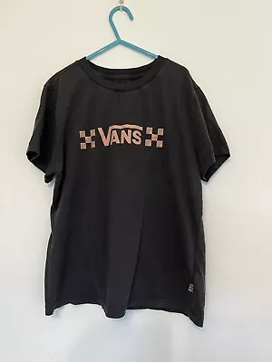 Buy Vans Women's Black T-shirt With Light Pink Print, Size S • 6.30£