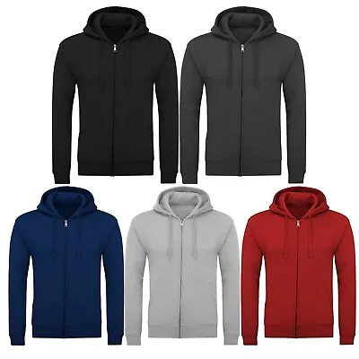 Buy New Men Plain Fleece Zip Up Top Zipper Hoody Sweatshirt Jacket Jumper Hoodie • 15.56£
