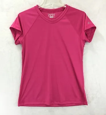 Buy Champion Performance / Pink V-Neck Short Sleeve Reflective Athletic Top / Size M • 16.74£