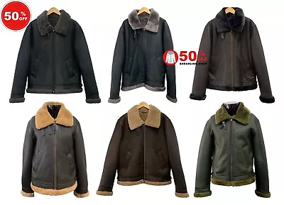 Buy Men's B3 Aviator Pilot Air Force Real Shearling Sheepskin Leather Jacket  Reagan • 112.50£