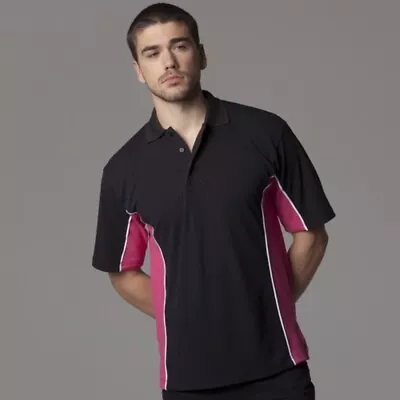 Buy Men's Polo Shirt Short Sleeve  36 38 Chest Black Pink Gamegear Cooltex Sports • 7.99£
