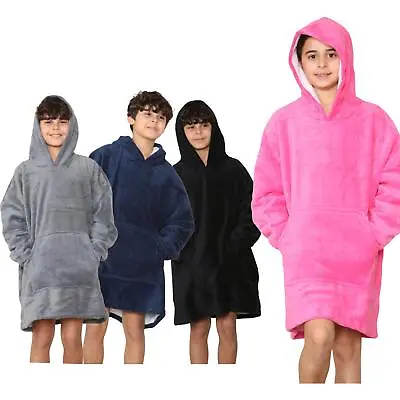 Buy Kids Girls Boys Ultra Soft Oversized Hoodie Snuggle Plush Sherpa Fleece Lining • 9.99£