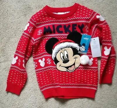 Buy Mickey Mouse Disney Christmas Jumper Age 4-5 Years **BRAND NEW**  • 6.99£