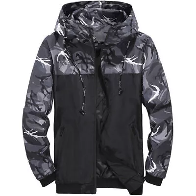 Buy Mens Camo Windproof Waterproof Coat Hooded Zipper Jacket Outwear Plus Size M-6XL • 14.90£