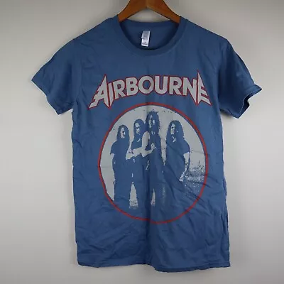 Buy Airbourne Tshirt Blue Mens Size S Graphic Print Rock Band Tee Gildan Shirt • 15.60£