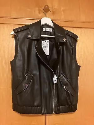 Buy Brand New With Tags, Mango Leather-effect Biker Gilet, Size Xs-s, RRP 49.99 • 12£