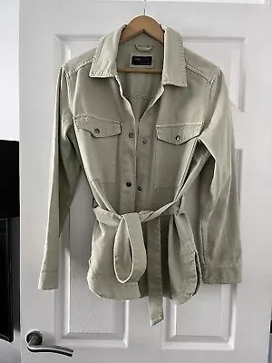 Buy Marks & Spencer Ladies Light Sage Green Denim Belted Shacket Jacket Size 10 • 20£