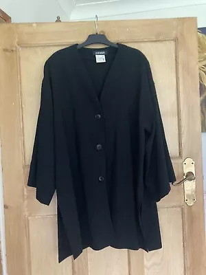 Buy Vintage Jean Muir Black Crepe Wool Collarless Jacket Size 10 • 19.99£