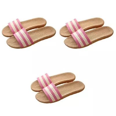 Buy  3 Pairs Linen Slippers Eva Men And Women Indoor For Trendy Sandals • 22.19£