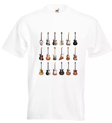 Buy Popular Guitars T Shirt Strat Les Paul SG Stones Led Zeppelin AC/DC The Jam • 13.95£