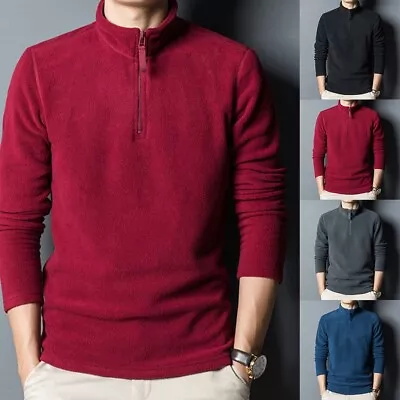 Buy Mens Sweatshirt Hoodie Solid Color Stand Collar Warm Autumn Long Sleeve • 26.56£