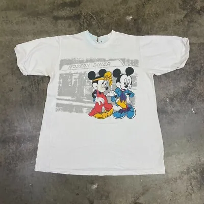 Buy Mickey Mouse Graphic T-Shirt 90s Disney Single Stitch USA Tee, White Mens XL • 17.50£