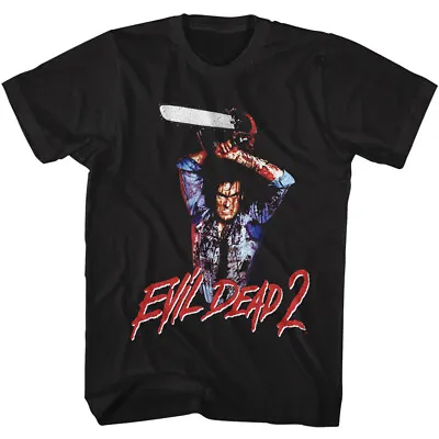 Buy The Evil Dead 2 Movie Dead By Dawn Bloddy Ash Williams Chainsaw Men's T Shirt • 38.02£