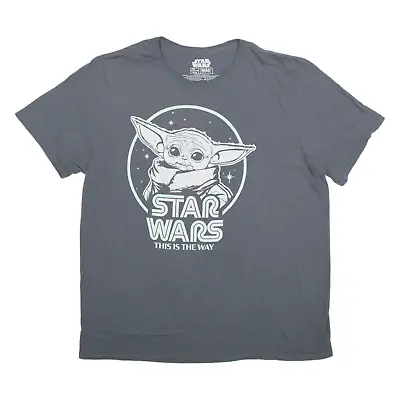 Buy STAR WARS Grogu Mens T-Shirt Grey Short Sleeve XL • 7.99£