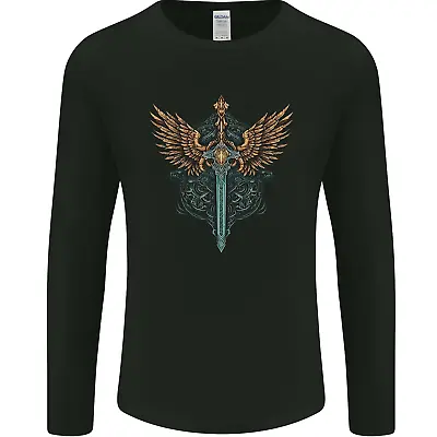 Buy A Viking Sword With Wings Excalibur Tribal Mens Long Sleeve T-Shirt • 11.99£