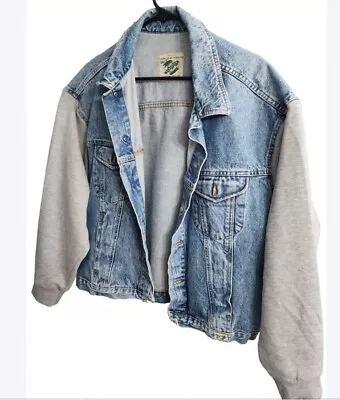Buy Denim Jacket With Sweatshirt Sleeves- Large Men/women's  • 19.28£