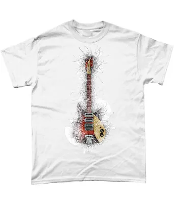 Buy Rickenbacker Guitar Sketch T Shirt Beatles John Lennon 60s • 13.95£