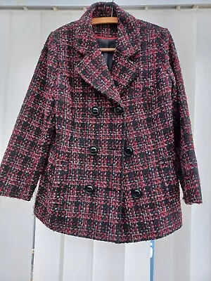 Buy A Womens Red And Black Classic Jacket Size Uk 14 • 3.50£