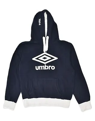Buy UMBRO Mens Graphic Hoodie Jumper Large Navy Blue Cotton BR15 • 11.31£