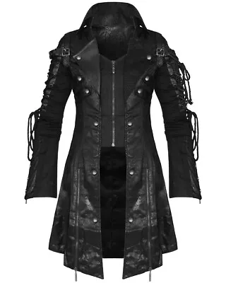 Buy Punk Rave Poison Black Jacket Mens Faux Leather Gothic Steampunk Military Coat • 114.99£