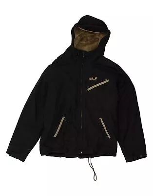 Buy JACK WOLFSKIN Mens Hooded Sherpa Jacket UK 40/42 Large Black Polyester BM80 • 32.95£