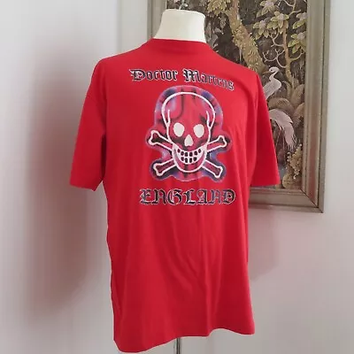 Buy Dr Martens Retro Vintage Red T Shirt 'Skull & Crossbones England' Print Size M • 50£