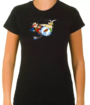 Buy Asterix & Obelix Funny Characters  3/4 Short Sleeve T Shirt Woman F172 • 9.51£