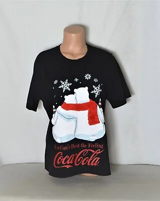 Buy Coca-Cola Women T-Shirt Size XL Bears Hugs Graphic Tee Black Cotton Short Sleeve • 28.91£