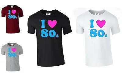 Buy I Love Heart 80s The 80's Retro Unisex Pop Fancy Dress Costume (80's, T SHIRT ) • 5.99£