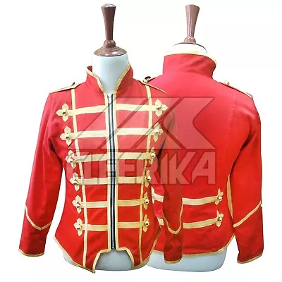 Buy Women's Marching Red Gold Band Drummer Parade Jacket • 103.99£